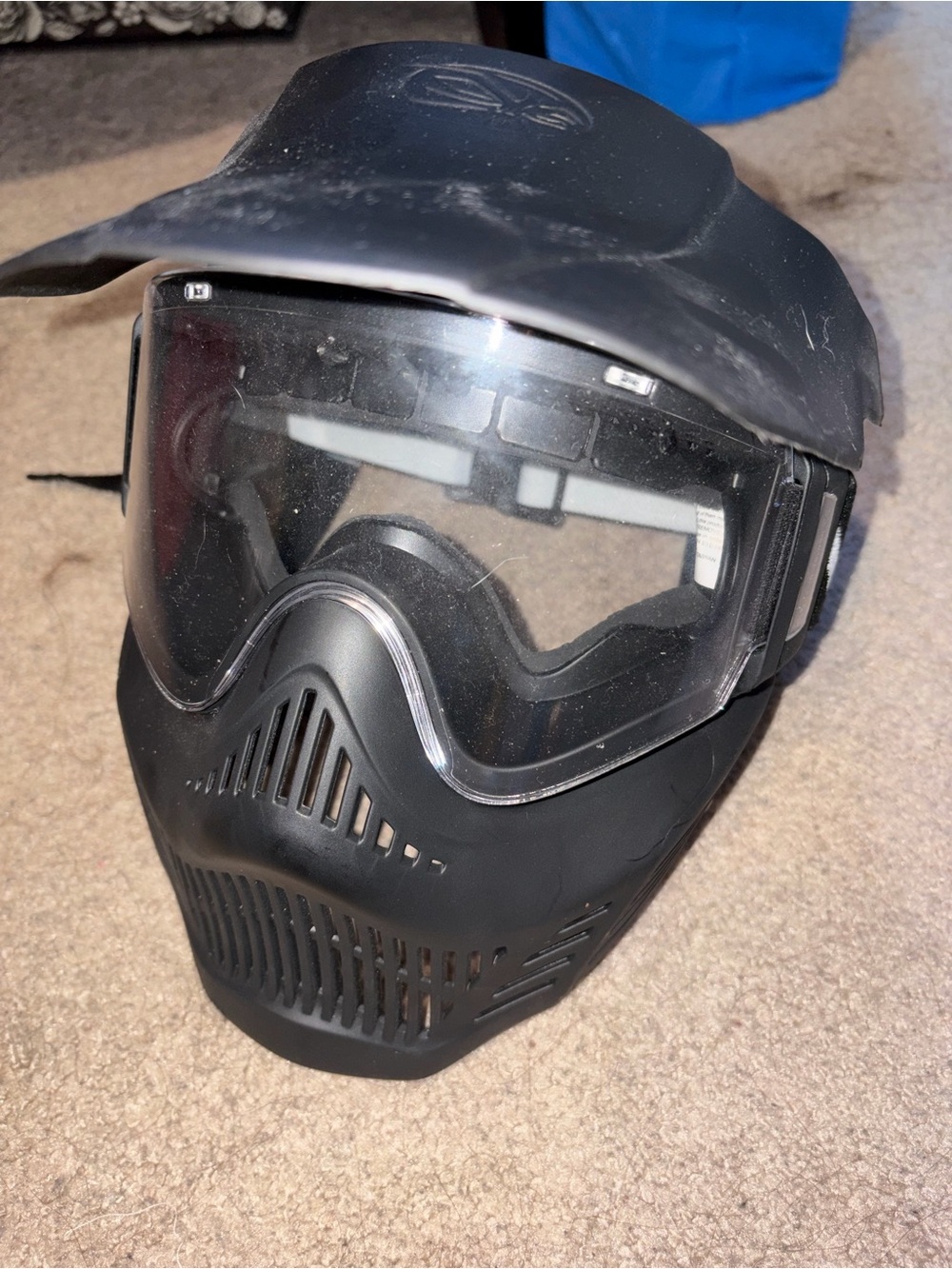 Youth Black Full-Face Paintball Protective Mask with Clear Goggles